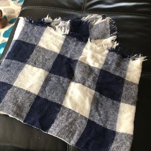 Navy and White Checked Scarf